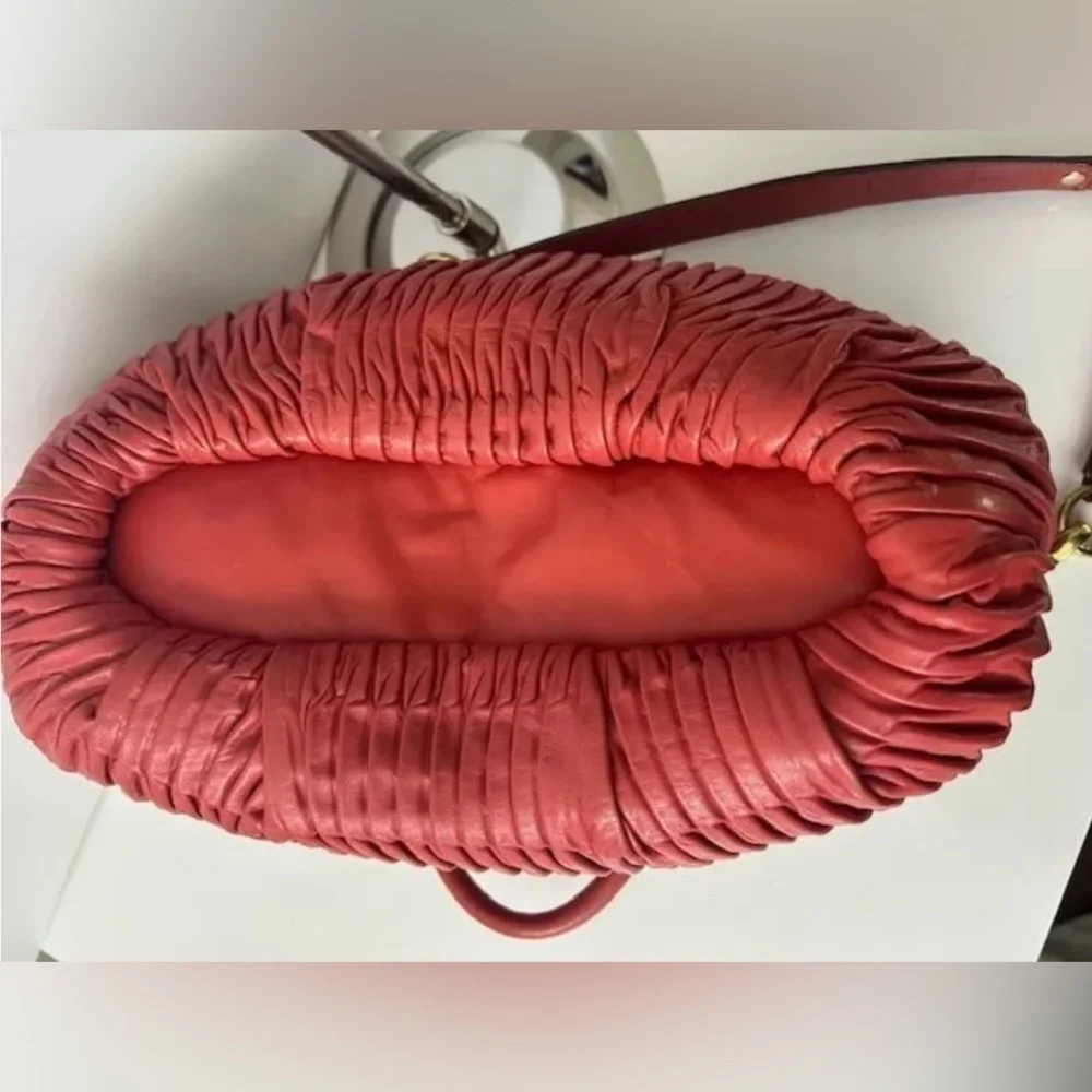 Coach Madison Red Leather Pleated Gathered Shoulder Bag F28541 EUC - Picture 7 of 16